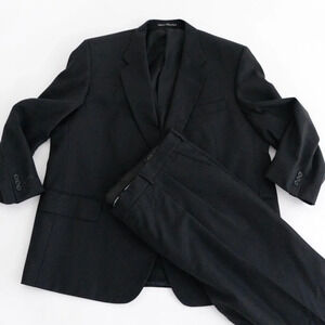 S.Cohen 100%  Wool Double Button Black Matching Suit Size 46R
